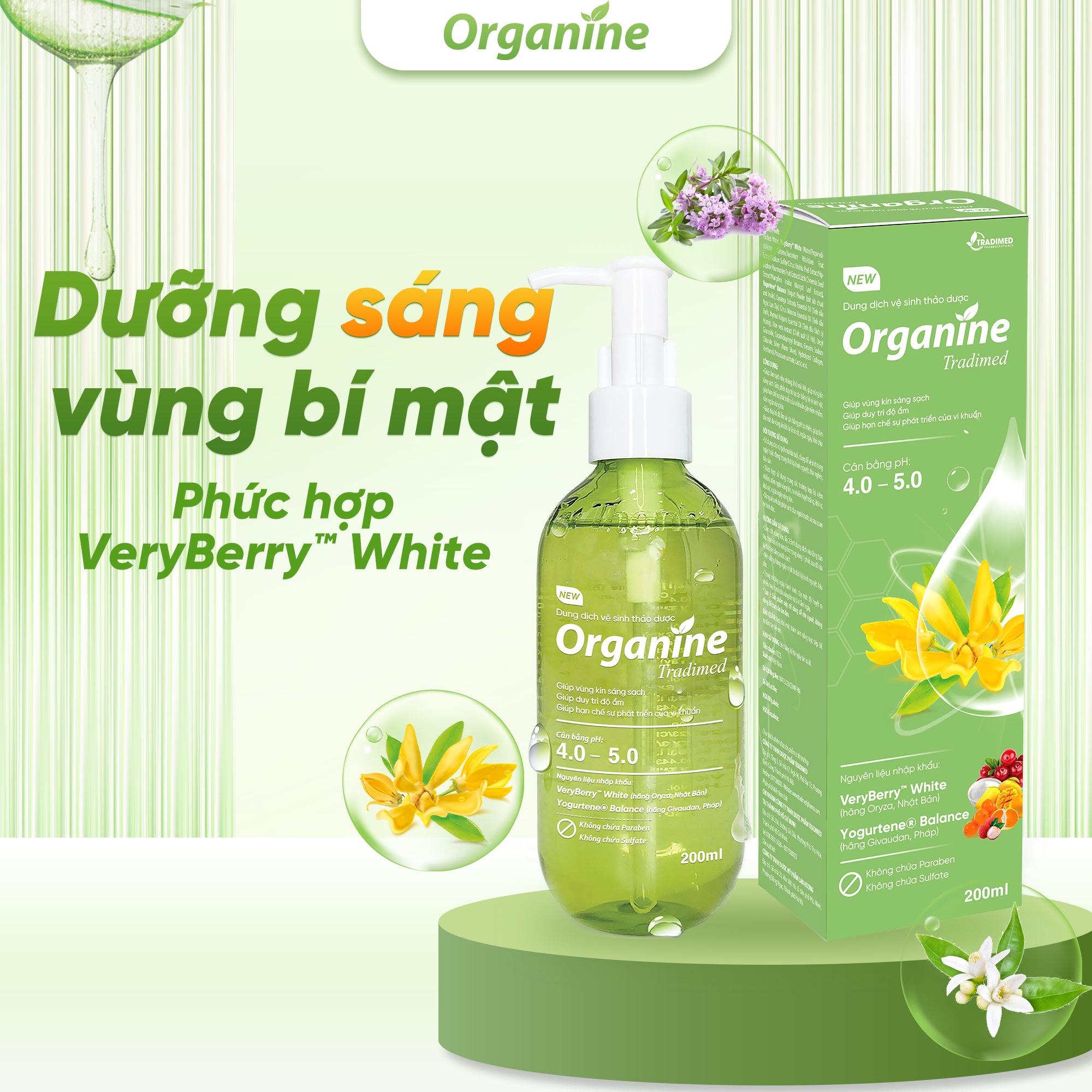 Gel vệ sinh thảo dược Organine Tradimed 200ml